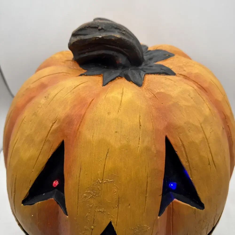 15” Lighted Color Changing Led Eyes Jack-O’-Lantern Old Time Pottery In Orig Box